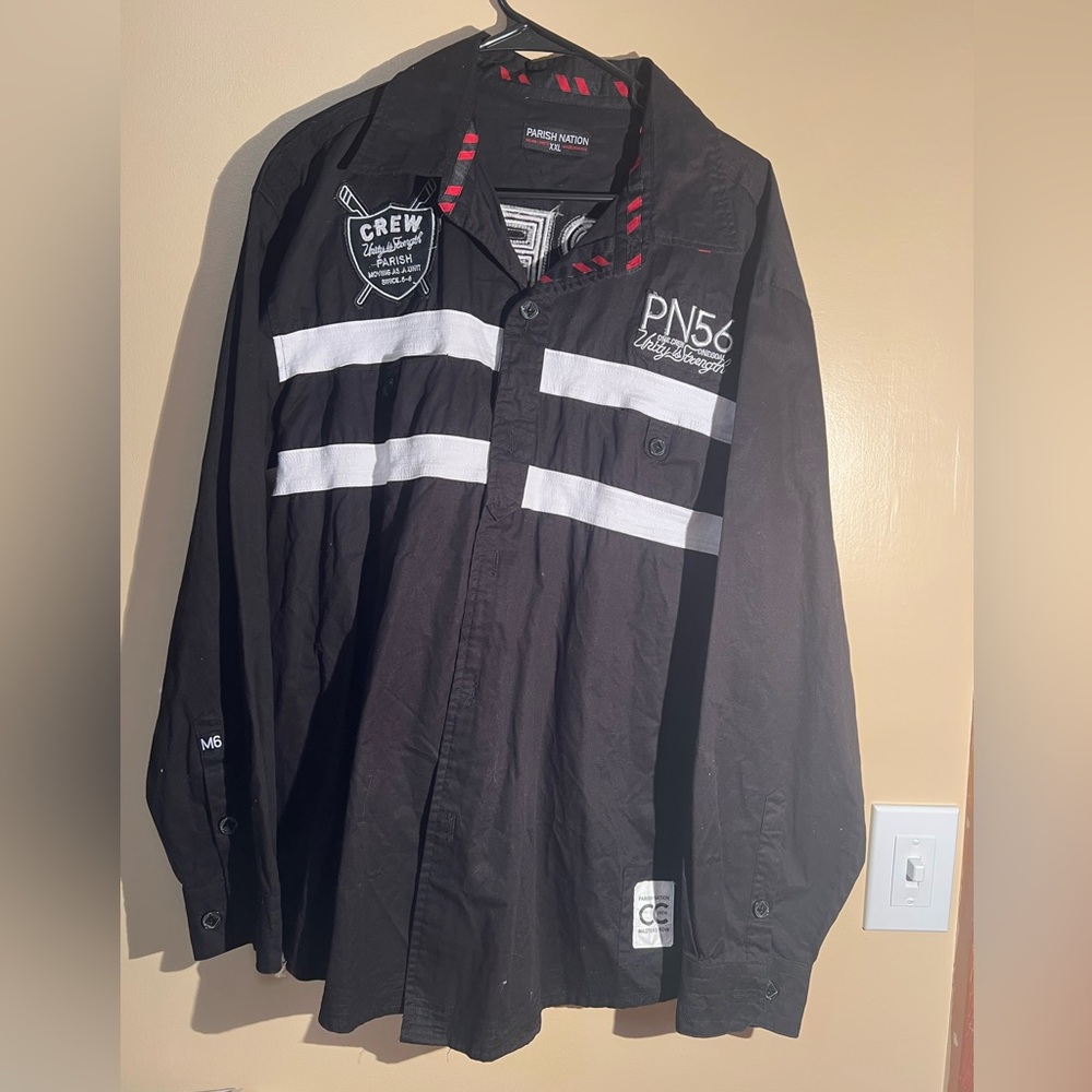 Men’s Parish National PN56 Crew Black Button Up Size XXL